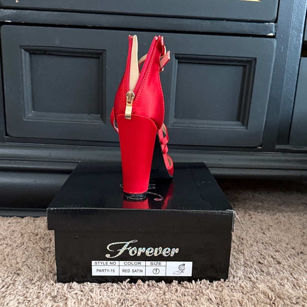 Forever 21 Vibrant Red Satin Heels
